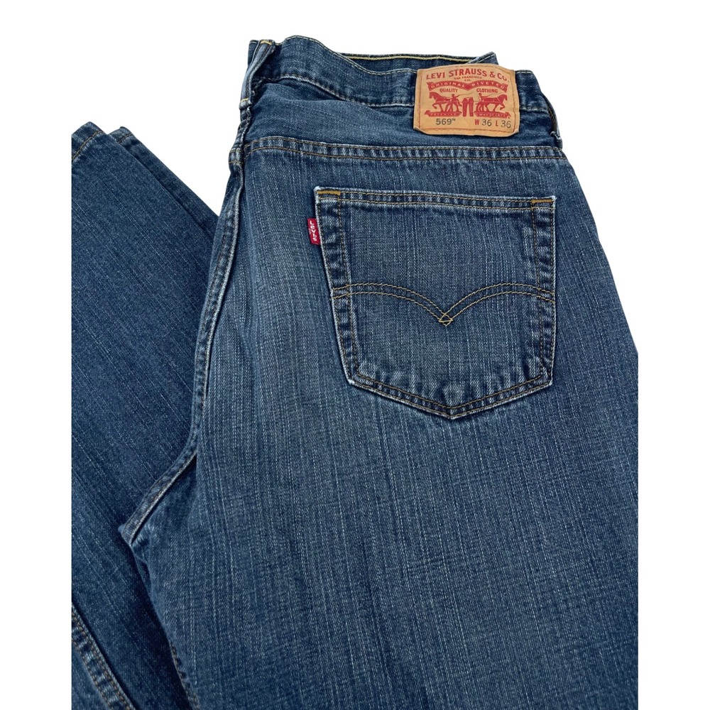 Levis 569 Loose Straight Leg Jeans Mens 36x36 Blue Medium Wash Denim